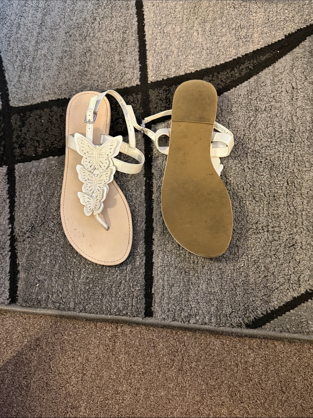 The Children's Place White Butterfly T-Strap Sandals for Kids